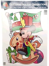 Vintage Christmas Disney Mickey Mouse Glittering Card Stock Paper Magic 1980s