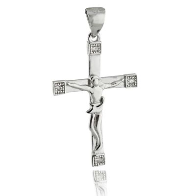 Crucifix Cross Pendant - 925 Sterling Silver - Jesus Catholic Cross ...