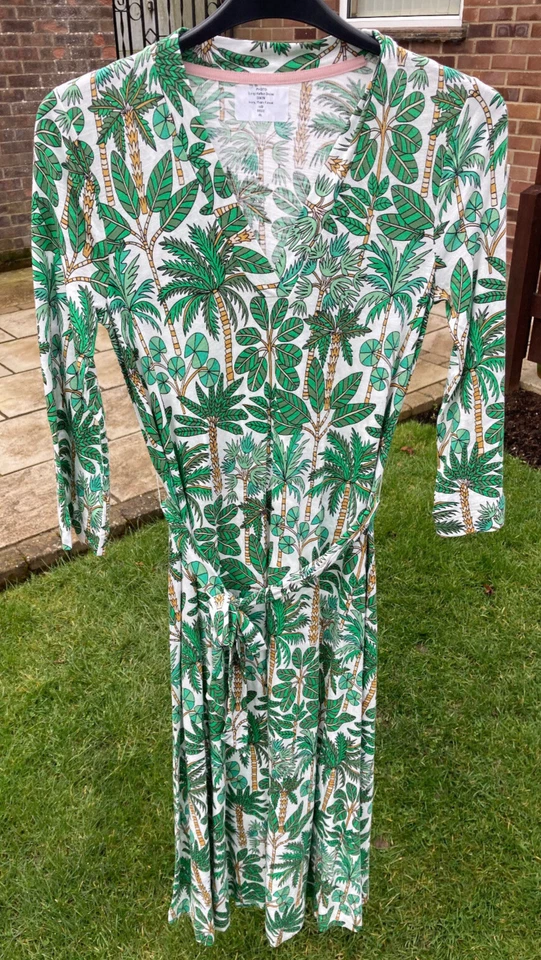 Boden jersey kaftan midi dress size 8 long ivory,palm forest. DOO76      B25A--- - Image 3 of 4