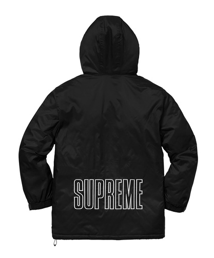 New Authentic Supreme x Champion Black Pullover Parka Medium Logo 