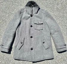 Vintage Schott Military Style Wool Pea Coat Jacket Mens Size M Medium Gray