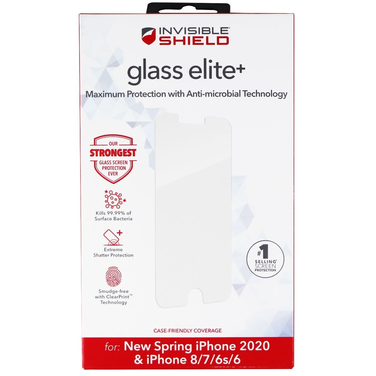 ZAGG Invisible Shield Elite+ Glass Screen Protector for iPhone 8/7/6s/6