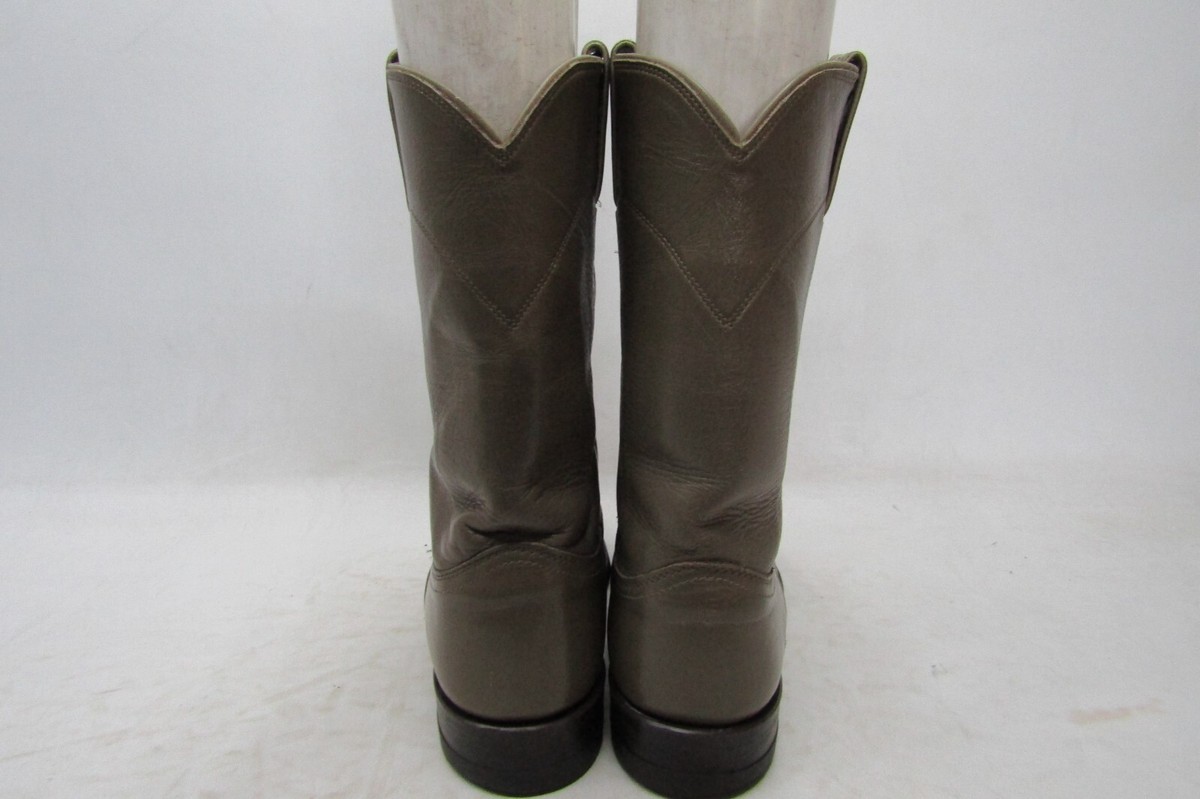 Justin Roper Mens Size 8.5 D Taupe Leather Cowboy Western 