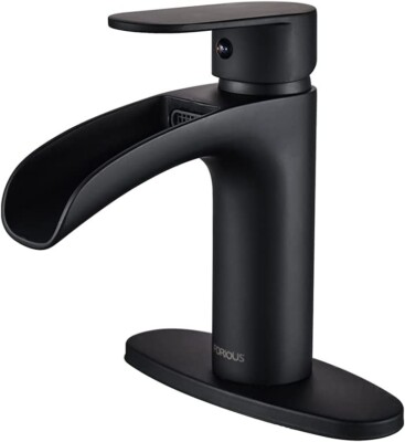Bathroom Sink Taps Matte Black Bathroom Waterfall Faucet Single Hole Single  