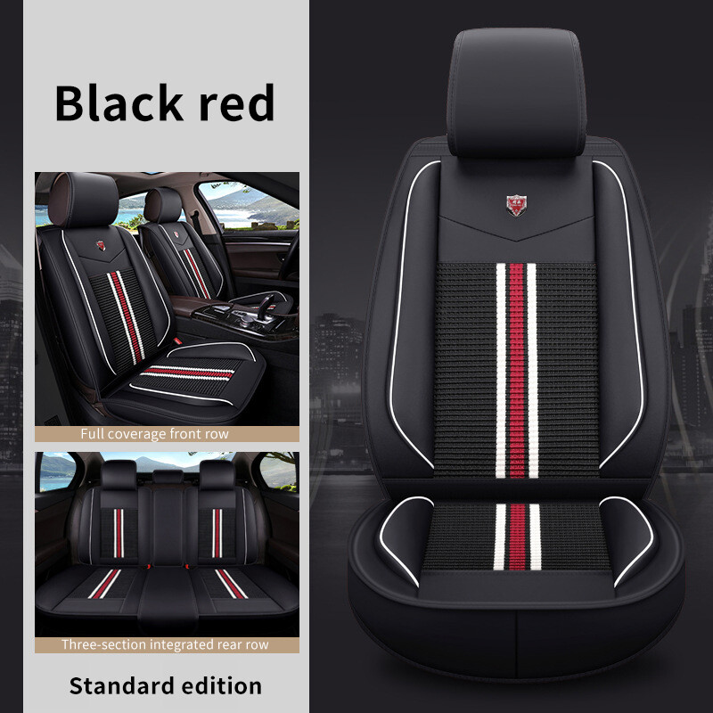 Car Seat Cover for ALFA ROMEO 5-Seats Leather Protection Cushion Black Red 5ZT04-image