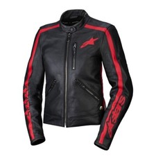 Alpinestars Stella Dyno Leather Motorcycle Jacket Black Haute Red