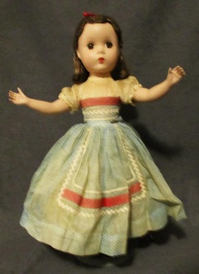 Vtg. 50s Hard Plastic MADAME ALEXANDER Little Women BETH Doll, Tagged Dress ~ A+