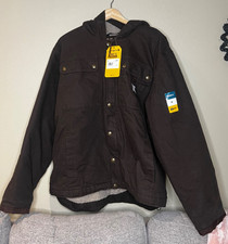 Carhartt Men's XL Washed Duck Bartlett Sherpa Lined Hooded Jacket, Brown