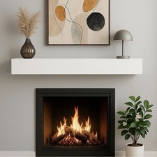 Ortaville Modern White Floating Fireplace Man...
