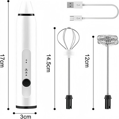 USB Electric Egg Beater Milk Coffee Frother Drink Foamer Mixer Tool Set 2 Whisk