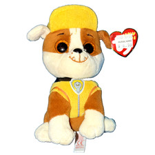 2017 TY Beanie Boos RUBBLE Dog Plush Paw Patrol Stuffed Animal Glitter Eyes
