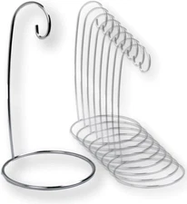 Ornament Stands - Set of 8 Silver Christmas Holders - Chrome Finished Metal 1...