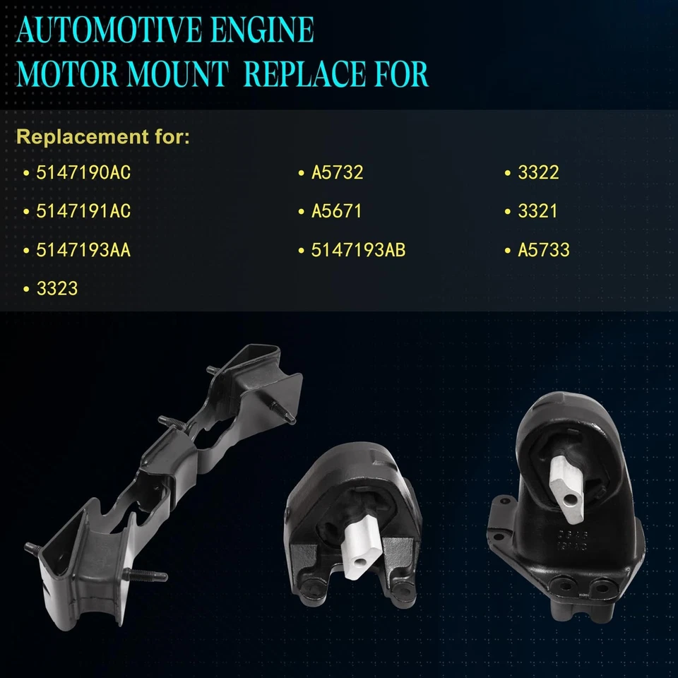 3PCS,Engine Motor Mount & Trans Mount Compatible with Wrangler 2012-2017, Wra... - Image 3 of 4