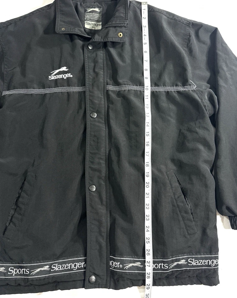 Vintage Slazenger Sports Jacket Black Size 105 Zip Snap Front Embroidered Logo - Image 2 of 4