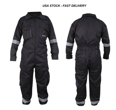 PORTWEST Men Black Coverall Overall Boilersuit Construction Industrial Work Wear Jumpsuit