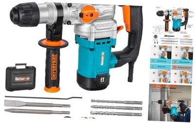  1-1/8'' SDS-Plus Rotary Hammer Drill with Safety Clutch,9 Amp 3 Functions 