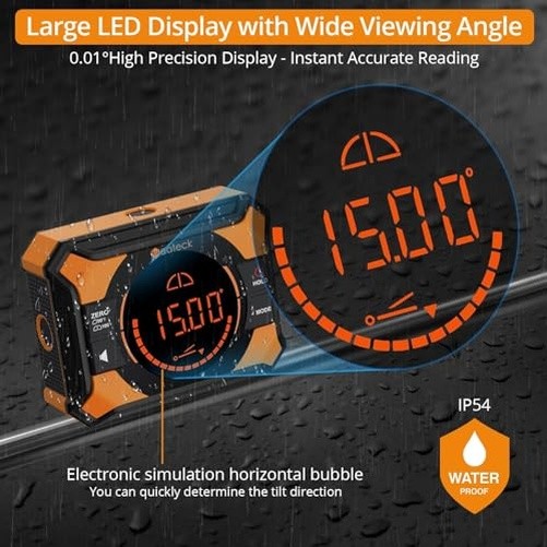 Digital Angle Finder 4x90/2x180°Magnetic Protractor LED Display - by Neoteck