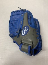 RAWLINGS SAVAGE YOUTH BASEBALL GLOVE  S10GRY REG 10 INCH-BLUE  GRAY LEATHER-B