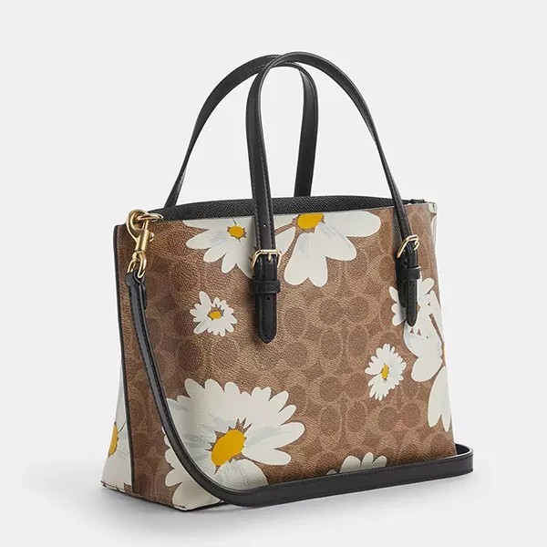 NWT Coach Mollie Tote Bag 25 In Signature Canvas Floral Print CZ592 Tan Multi image 7