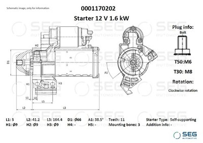 SEG Automotive 0001170202 Starter für BMW