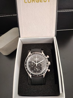 Corguet 40mm Black dial steel Quartz chronograph mens Homage watch
