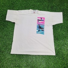 Vintage 90s Fly-Away Skydiving Shirt L/XL 23x27 USA Made White Pink Neon