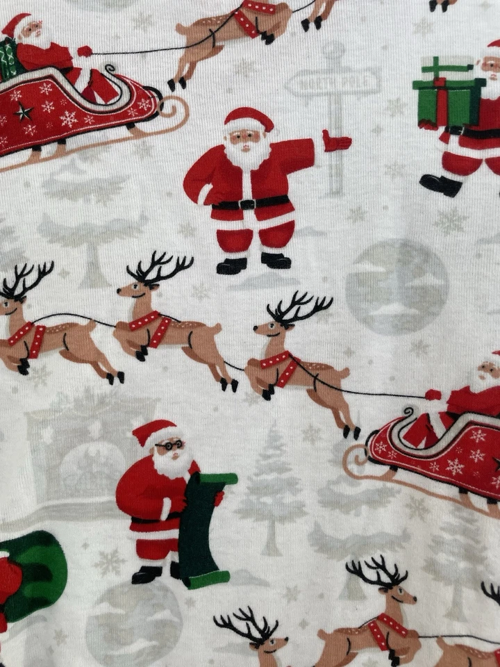 TCP Kids Boys Girls Santa Reindeer Christmas Holiday Long Sleeve PJ Top White 12 - Image 4 of 4