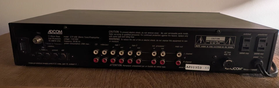ADCOM GTP-450 Preamplifier Tuner Pre-Amp Radio AM/FM - Image 4 of 4