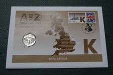 ALPHABET 10P TEN PENCE , K FOR KING ARTHUR ,STAMP AND COIN COVER, 2019  (Z31)
