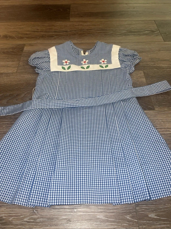 Vintage Jandi Classics Girls Dress Size 5 Gingham Flowers Party 1980 Easter - Image 2 of 4