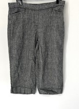 J jill loven linen pants women  s Size medium petite Black Gray Wide Leg