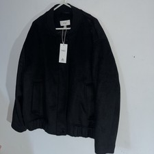 Bomber uomo M&S misto lana con zip taglia large nuovo con etichetta
