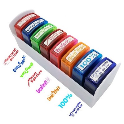 Teacher Stamps - 8pcs Self Inking Motivational Encouraging and Colorful Set f...