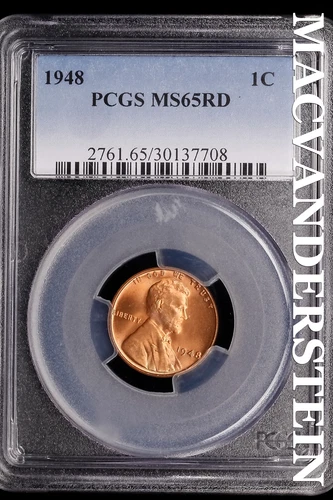 1948 Lincoln Wheat Cent-PCGS MS 65 RD Choice Gem BU No Reserve #SLL252