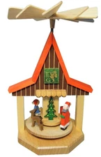 1753 - Richard Glaesser Pyramid - Mini House With Santa - 5"H x 3.5"W x 3"D