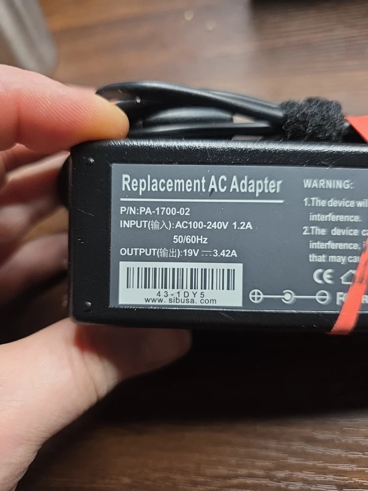 SIBUSA Replacement For The PA-1700-02 AC Power Supply Adapter Charger 19V 3.42A - Image 2 of 4