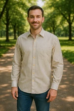 Polo Golf Ralph Lauren Men's Size L Vertical Striped Blue Western Dress Shirt