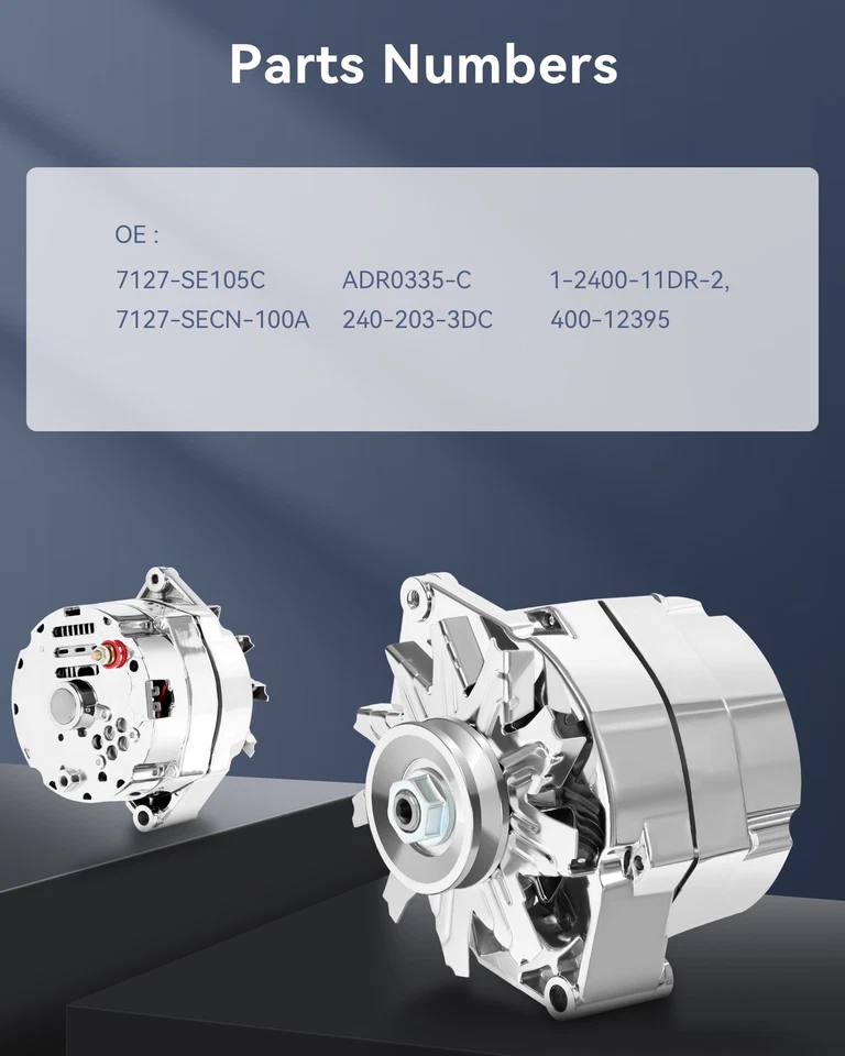 1PC 12V 105A Silver Alternator Fit for 1984 1985 Chevrolet Citation II 2.5L - Image 3 of 4