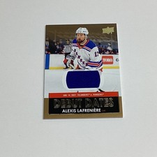 Alexis Lafrenière Rangers 2021-22 Upper Deck S1 Debut Dates Relic DD-1