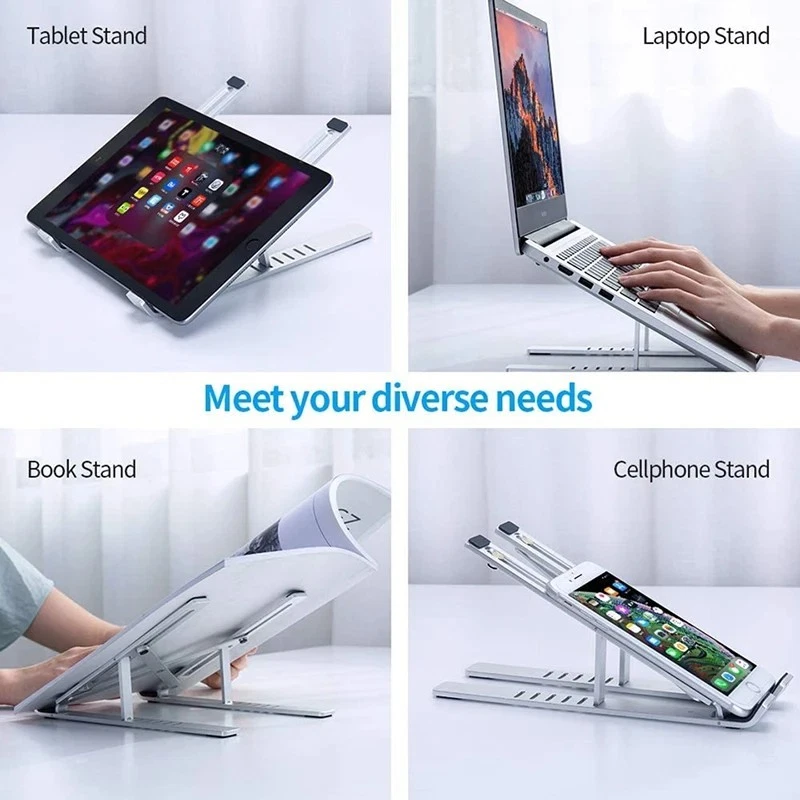 Aluminum Foldable Laptop Stand Adjustable Portable Notebook Holder 10-17 in - Image 3 of 4