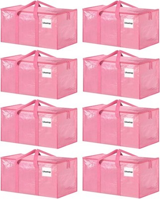 Extra Large Heavy Duty Moving Bags Pink Storage Bins Lids Totes Dorm 8 PCS