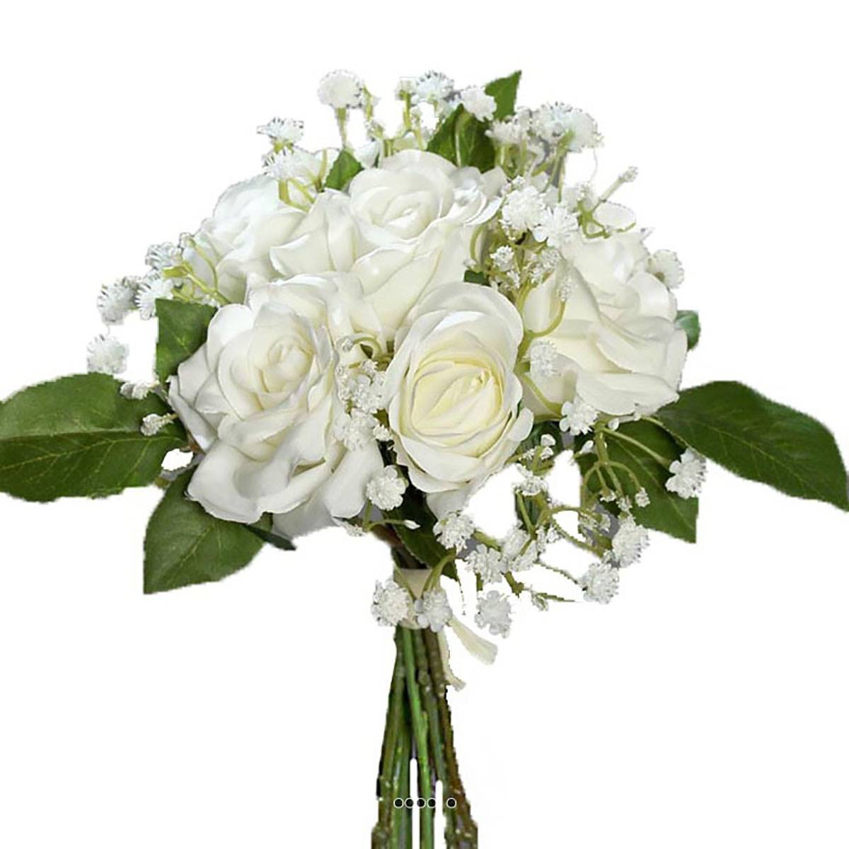 Bouquet de roses et gypsophile artificielles 24 cm pour centre de table de mariage bohème