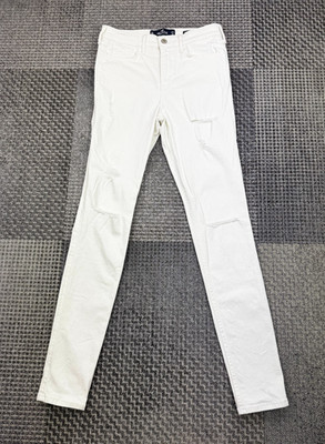 Hollister High Rise Super Skinny White Jeans W27 L30 5R Classic Stretch Distress