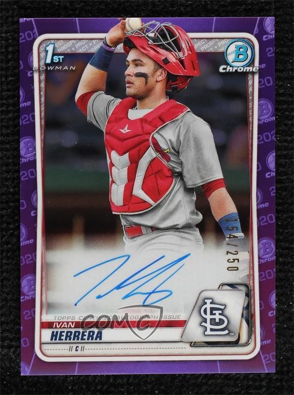 2020 Bowman Chrome Prospect Purple Refractor /250 Ivan Herrera #CPA-IH Auto 06bg
