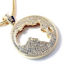 Hip Hop CZ Crystal Stone Africa Pendant 36 Franco Chain Necklace 52S00180