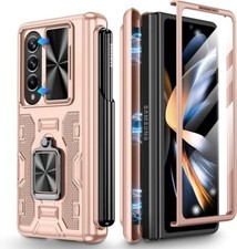 Doeshine for Galaxy Z Fold 4 Case with 360° Ring Kickstand & Camera Cover, S Pen