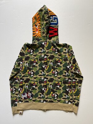 A Bathing Ape X Disney Mickey Mouse Green Camo Shark Hoodie | eBay