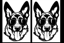 2 Cool German Shepherd with Sunglasses Black Vinyl Decal Car Truck Window Laptop