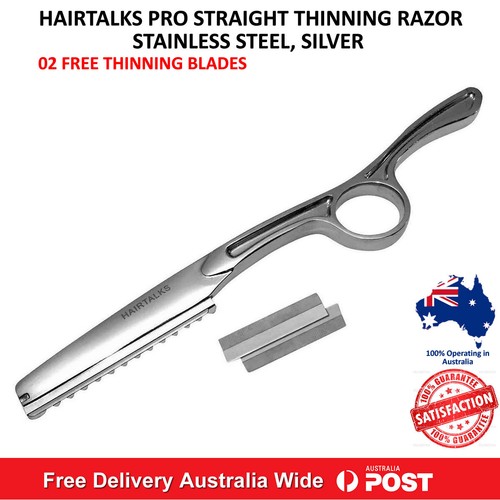 HAIRTALKS Professional Shaving Razor Silver Straight, Stainless Steel ...