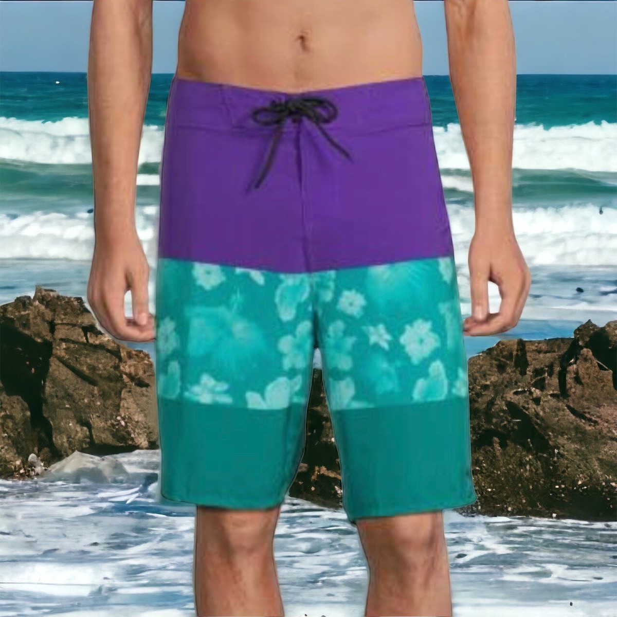 OAKLEY Wake Surfing Summer Color Block Purple Board Shorts Mens 36